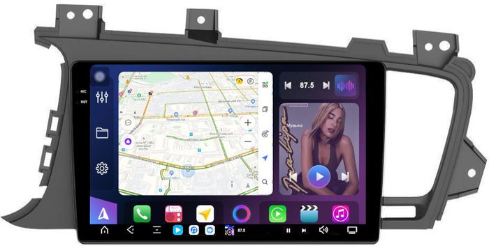 Магнитола для KIA Optima 3 TF 2011-2013 - FarCar GX091M монитор 9.5" 2K QLED на Android 14, TS20, 6+128Гб, CarPlay, 4G SIM-слот