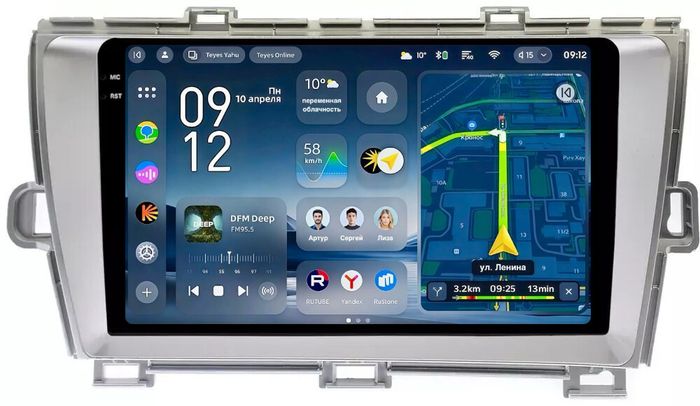 Магнитола для Toyota Prius 30 2009-2015 (левый руль, рамка серебро) - Teyes CC4-PRO монитор 9.5" 2K QLED на Android 13, Snapdragon 778G, ИИ, CarPlay, DSP, 4G SIM-слот