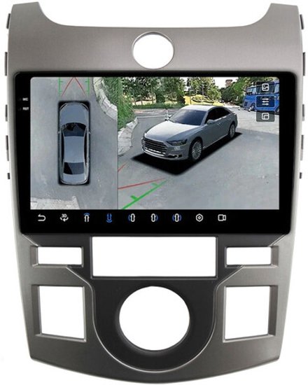 Магнитола для KIA Cerato 2 Koup 2008-2013 (купе) - FarCar BX9-360-7093CP монитор 9.5" 2K QLED на Android 13, 6+128Гб, CarPlay, 4G SIM-слот, 4 камеры в комплекте