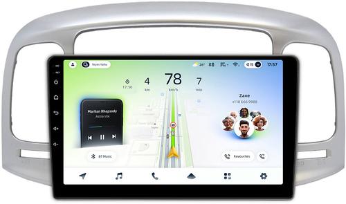 Магнитола для Hyundai Verna 2006-2010 (рамка серебро) - Teyes CC4L монитор 9" IPS на Android 14, Быстрая, Snapdragon 662, CarPlay, 4G SIM-слот