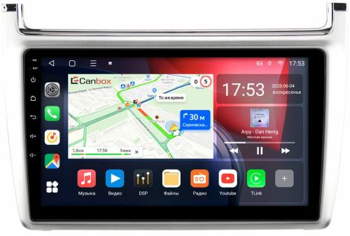Магнитола для Volkswagen Polo 2009-2020 (рамка серебро) - Canbox 9-540 Qled, Android 10, ТОП процессор, SIM-слот