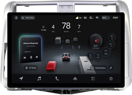 Магнитола для Toyota Land Cruiser Prado 150 2009-2013 (рамка серебро) - Teyes CC4-PRO монитор 13" 2K QLED на Android 13, Snapdragon 778G, ИИ, CarPlay, DSP, 4G SIM-слот