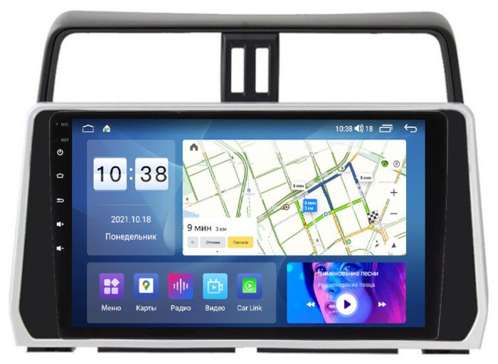 Магнитола для Toyota Land Cruiser Prado 150 2017-2023 - Parafar PF348LUX2UHD на Android 13, QLED, ТОП процессор, 8Гб+128Гб, CarPlay, 4G SIM-слот