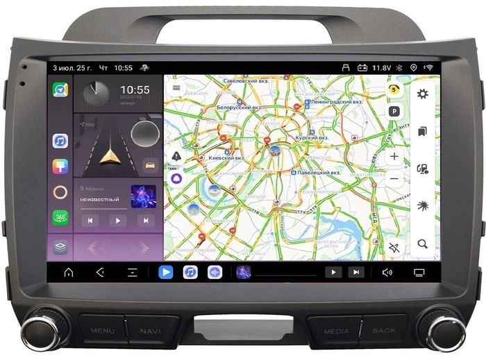 Магнитола для KIA Sportage 2010-2016 (низкая комплектация) - Kuberg SF-9735-1 (рамка 9") QLed+2K, Android 13, TS20, CarPlay, 4G SIM-слот