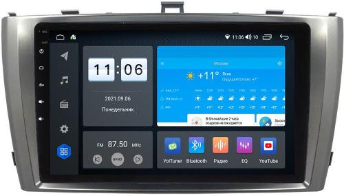 Магнитола для Toyota Avensis 2008-2015 (рамка серая) - AK381R9-MTK-LTE Android 10, 8-ядер, 4-64Гб, SIM-слот