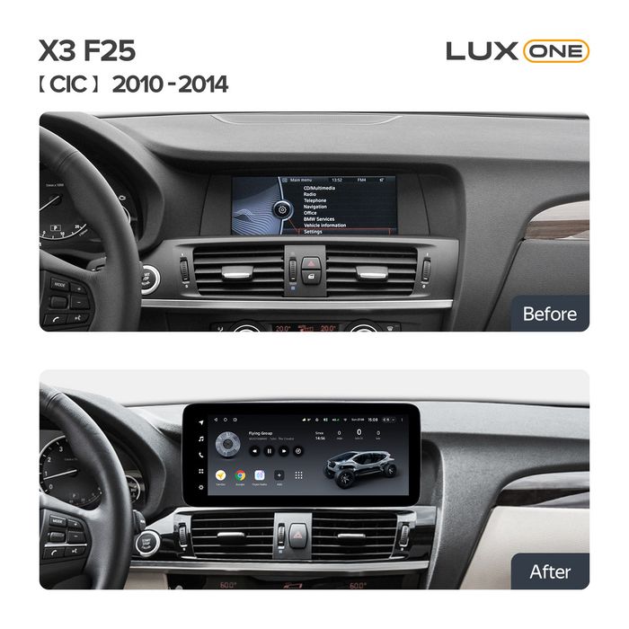 Магнитола для BMW X3 F25 2011-2014 CIC - Teyes LUX ONE 360 монитор 12.3" 2K QLED на Android 10, 6/128Гб, CarPlay, 4G SIM-слот, 4 камеры в комплекте
