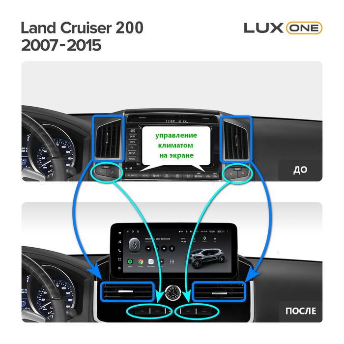 Магнитола для Toyota Land Cruiser 200 2007-2015 (со штат. камерой или 360) - RDL-LC200H-07-15 монитор 12.3" на Android 12, 6Гб+128Гб, CarPlay, 4G SIM-слот