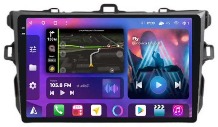 Магнитола для Toyota Corolla 150 2006-2013 (рамка тип 1) - FarCar BM063M-2K монитор 9.5" 2K QLED на Android 14, TS10, 4+32Гб, CarPlay, 4G SIM-слот