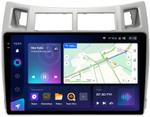 Магнитола для Toyota Vitz 2, Yaris 2 2005-2011 (рамка серебро) - Teyes CC3-2K QLed Android 10, Быстрая, SIM-слот, CarPlay