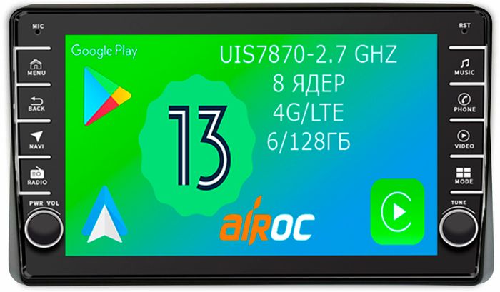 Магнитола для Renault Arkana 2019+, Duster 2020+ - Airoc AB-3008 (кнопки и крутилки), Android 13, Быстрая, SIM-слот, CarPlay