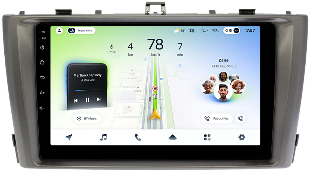 Магнитола для Toyota Avensis T270 2008-2015 (рамка серая) - Teyes CC4L монитор 9" IPS на Android 14, Snapdragon 662, CarPlay, 4G SIM-слот