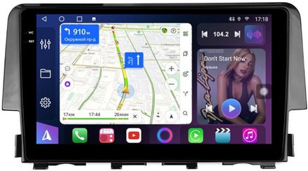 Магнитола для Honda Civic 10 2015-2021 - FarCar BM3232M монитор 9.5" QLED на Android 14, TS10, 4+32Гб, CarPlay, 4G SIM-слот