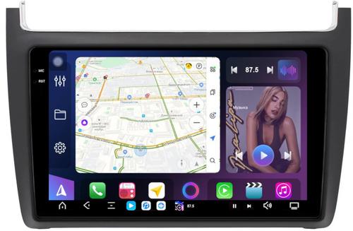 Магнитола для Volkswagen Polo 5 2009-2020 (рамка черная матовая) - FarCar GX910M монитор 9.5" 2K QLED на Android 14, TS20, 6+128Гб, CarPlay, 4G SIM-слот