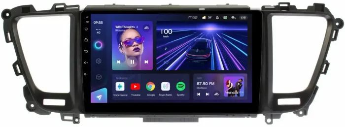 Магнитола для KIA Carnival 3 2014-2020 (большая рамка) - Teyes CC3 на Android 10, QLED, ТОП процессор, 4Гб+32Гб, CarPlay, 4G SIM-слот