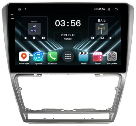 Магнитола для Skoda Octavia A5 2004-2013 (рамка серебро) - FarCar DX005M монитор 10.36" IPS на Android 13, 4+64Гб, CarPlay