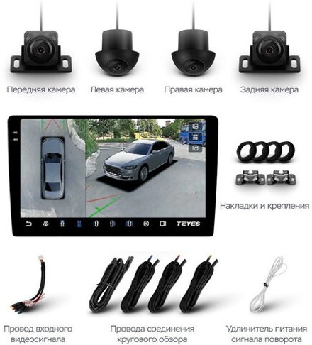 Магнитола для Hyundai i20 2009-2012 (кондиционер) - Teyes CC3-2K-360 монитор 9.5" 2K QLED на Android 10, 6+128Гб, CarPlay, 4G SIM-слот, 4 камеры в комплекте