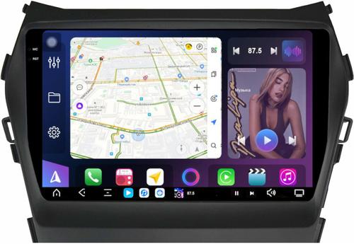 Магнитола для Hyundai Santa Fe 3 2012-2018 (отдельный экран климата, штатная КЗВ) - FarCar XXL9-7004B монитор 9.5" 2K QLED на Android 14, TS20, 8+256Гб, CarPlay, 4G SIM-слот