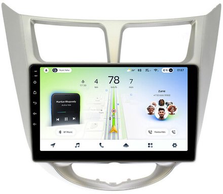 Магнитола для Hyundai Solaris 1 2010-2016 (рамка серебро) - Teyes CC4L монитор 9" IPS на Android 14, Snapdragon 662, CarPlay, 4G SIM-слот