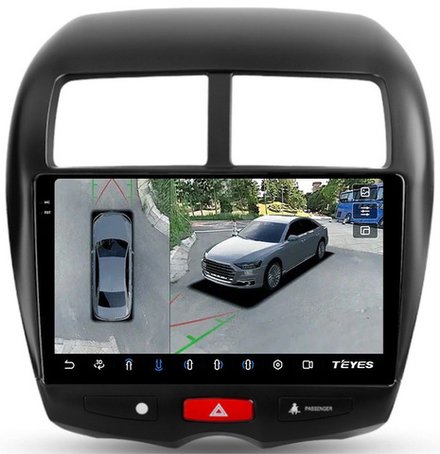 Магнитола для Mitsubishi ASX 2010-2016, Peugeot 4008, Citroen C4 Aircross - Teyes CC3-2K-360 на Android 10, 2K QLED, 6Гб+128Гб, CarPlay, 4G SIM-слот, 4 камеры в комплекте