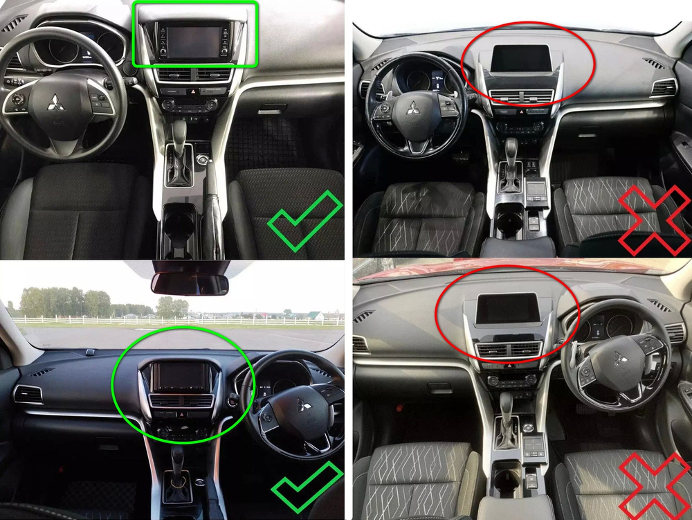 Магнитола для Mitsubishi Eclipse Cross 2018-2022 (ШГУ под козырьком) - FarCar 7763L монитор 9.5" QLED на Android 14, TS18, CarPlay, 4G SIM-слот