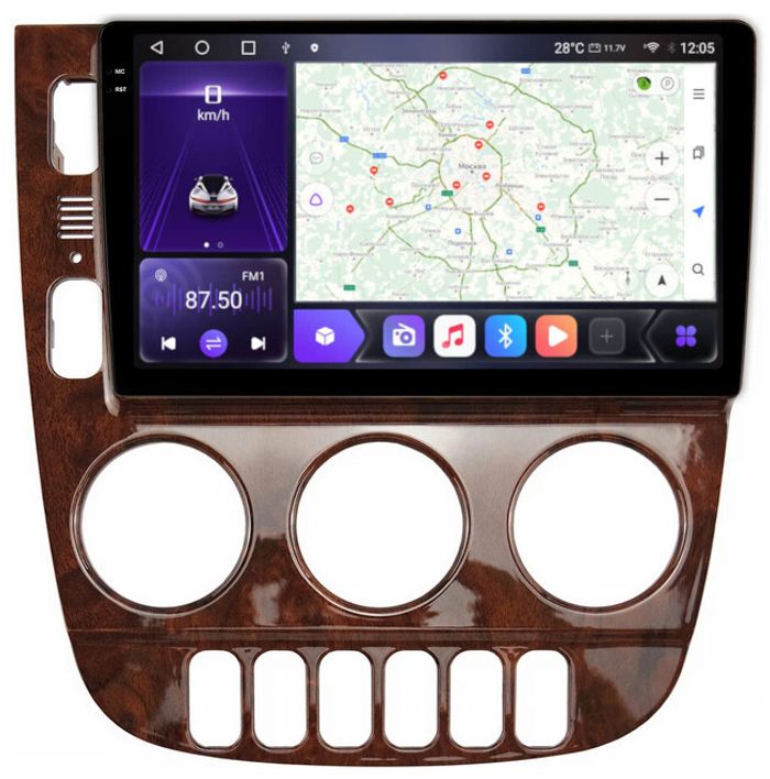 Магнитола для Mercedes-Benz ML (W163) 2001-2005 (климат, орех) - Kuberg SF-9119 QLed+2K, Android 12, TS10,  CarPlay, 4G SIM-слот