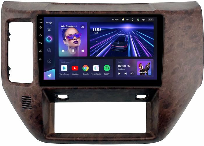 Магнитола для Nissan Patrol Y61 2004-2010 (рамка дерево) - Teyes CC3L монитор 9" IPS на Android 10, 8-ядер, CarPlay, 4G SIM-слот
