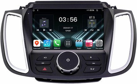 Магнитола для Ford Kuga 2 2017-2019 (SYNC 3, рамка с кнопками тип 1) - FarCar DX9-8029F1B монитор 9.5" IPS на Android 13, 4+64Гб, CarPlay