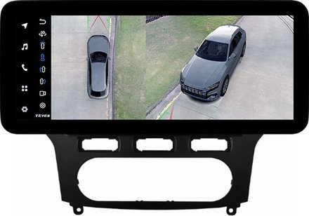 Магнитола для Ford Mondeo 4 2007-2010 (рамка чёрная) - Teyes LUX ONE 360 монитор 12.3" 2K QLED на Android 10, 6Гб+128Гб, CarPlay, 4G SIM-слот, 4 камеры в комплекте