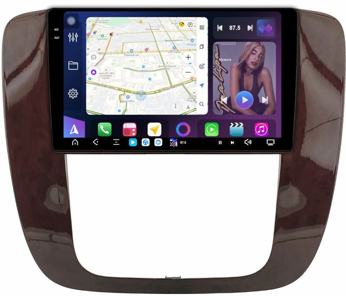 Магнитола для Chevrolet Tahoe 2006-2014 (рамка под дерево) - FarCar GX1174M монитор 9.5" 2K QLED на Android 14, TS20, 6+128Гб, CarPlay, 4G SIM-слот