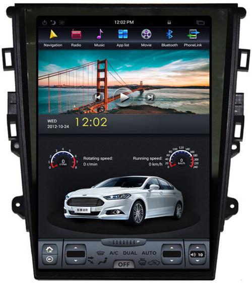 Магнитола для Ford Mondeo 5 2014-2019 (без SYNC) - Kuberg ZF-1201M-Q6 вертикальный экран 12.1" в стиле "Тесла" на Android 11, 8Гб+128Гб, CarPlay, 4G SIM-слот