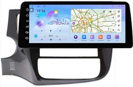 Магнитола для Mitsubishi Outlander 3 2012-2022 (левый руль, рамка 10) - FarCar монитор 12.3" 2K QLED на Android 14, TS10, CarPlay, 4G SIM-слот