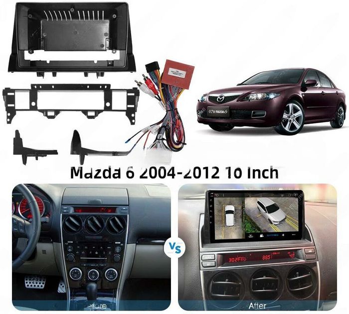 Магнитола для Mazda 6 2002-2007 (вместо верхнего бардачка) - Kuberg SF-9506-B QLed, Android 12, Быстрая, CarPlay, 4G SIM-слот