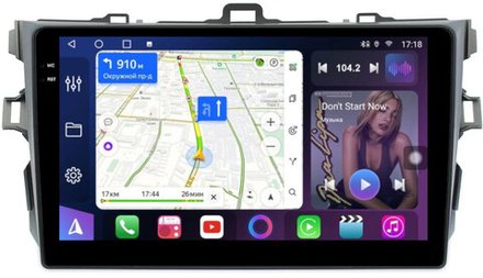 Магнитола для Toyota Corolla 150 2006-2013 (рамка тип 1) - FarCar 063M монитор 9.5" QLED на Android 14, TS18, CarPlay, 4G SIM-слот