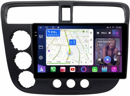 Магнитола для Honda Civic 7 2001-2005 левый руль - FarCar 9662L монитор 9.5" QLED на Android 14, TS18, CarPlay, 4G SIM-слот