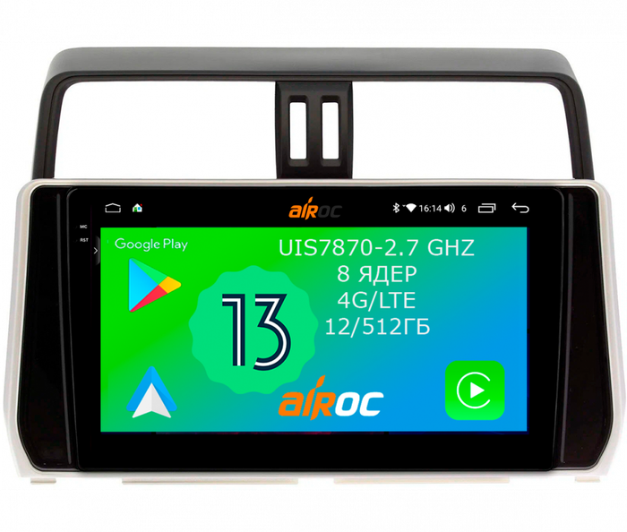 Магнитола для Toyota Land Cruiser Prado 150 2017-2023 - Airoc 2K AU-1126 Android 13, TS20, 12/512Гб, SIM-слот