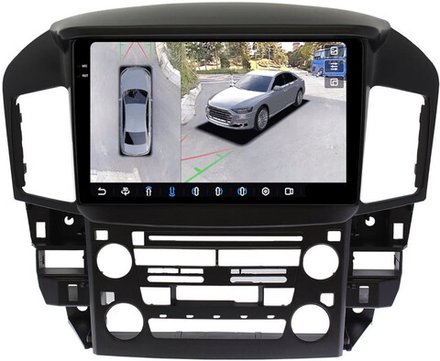 Магнитола для Lexus RX300 U10, Toyota Harrier 1 1997-2003 (взамен монохрома) - FarCar BX9-360-9598F1 монитор 9.5" 2K QLED на Android 13, 6Гб+128Гб, CarPlay, 4G SIM-слот, 4 камеры в комплекте