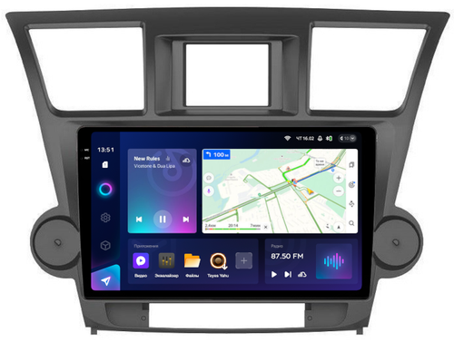 Магнитола для Toyota Highlander 2 XU40 2007-2013 (крутилки декоративные) - Teyes CC3-2K QLed Android 10, ТОП процессор, SIM-слот, CarPlay