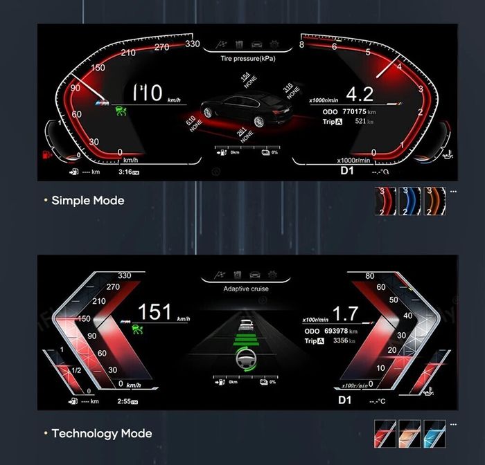Электронная панель приборов для BMW X4 F26 2014-2018 (без проекции на лобовое) - Kuberg NH-LCD-B01-F26 с ЖК 12.3" экраном QLED