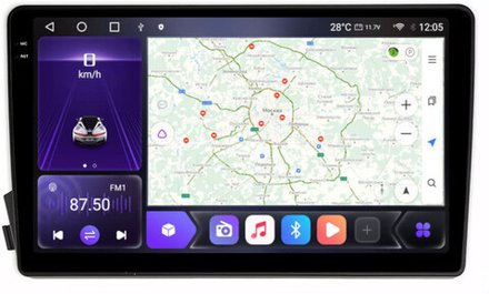 Магнитола для SsangYong Actyon 2005-2010, Kyron, Actyon Sports 2006-2016 - Kuberg OL-9303 QLed+2K, Android 12, TS10,  CarPlay, 4G SIM-слот