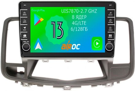 Магнитола для Nissan Teana 2008-2013 (монохром экран) - Airoc AB-1205 (кнопки и крутилки), Android 13, TS20, 6/128Гб, SIM-слот, CarPlay