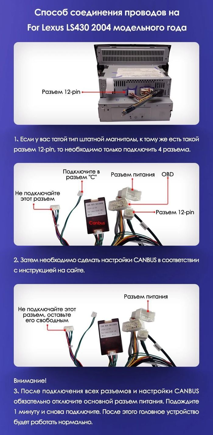 Магнитола для Lexus LS430, Toyota Celsior XF30 2000-2006 (ШГУ монохром) - Kuberg OL-9563-1 QLed+2K, Android 12, TS10, CarPlay, 4G SIM-слот