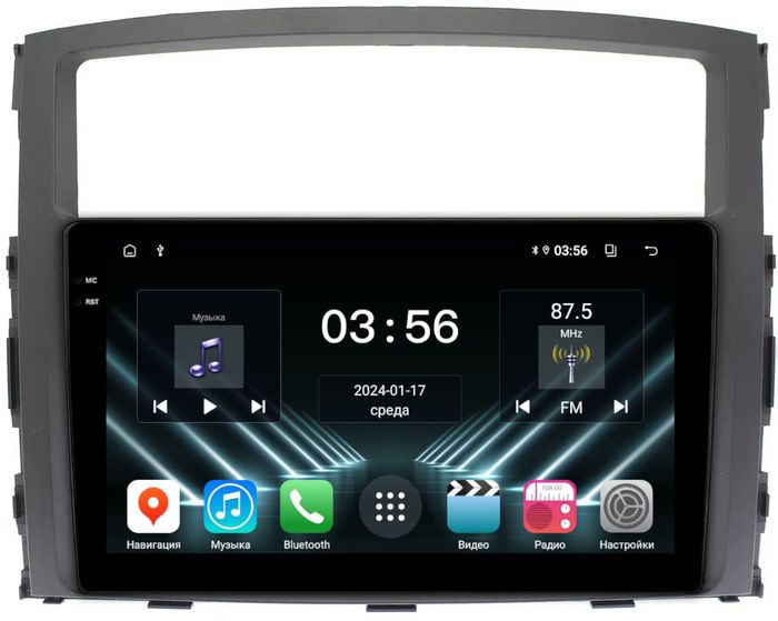 Магнитола для Mitsubishi Pajero 4 2006-2022 - FarCar DX1009M монитор 9.5" IPS на Android 13, 4+64Гб, CarPlay