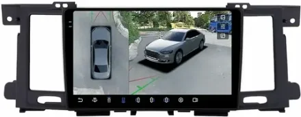 Магнитола для Nissan Patrol Y62, Infiniti QX56/QX80 2010-2017 (поддержка Bose и мониторов, рамка тип 1) - FarCar BX3261M-360+RZ монитор 9.5" 2K QLED на Android 13, 6Гб+128Гб, CarPlay, 4G SIM-слот, 4 камеры в комплекте