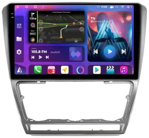 Магнитола для Skoda Octavia A5 2004-2013 (рамка серебро) - FarCar BM005M-2K монитор 10.36" 2K QLED на Android 14, TS10, 4+32Гб, CarPlay, 4G SIM-слот