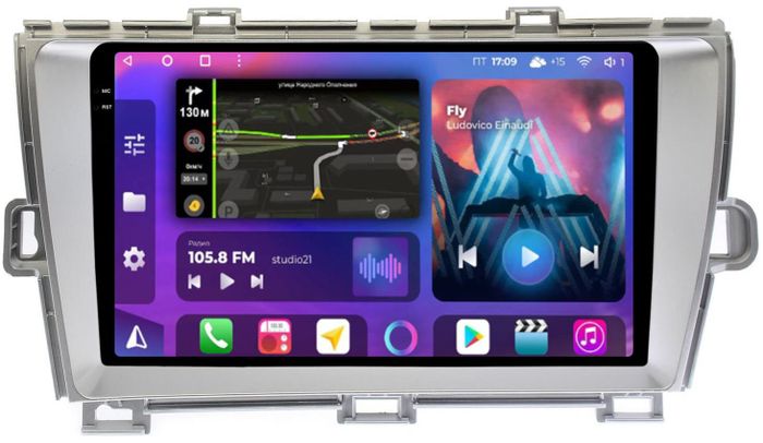 Магнитола для Toyota Prius 30 2009-2015 (правый руль) - FarCar BM9-2K-9539F1 монитор 9.5" 2K QLED на Android 14, TS10, 4+32Гб, CarPlay, 4G SIM-слот