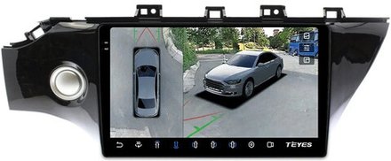 Магнитола для KIA Rio 4, Rio X-Line 2017-2020 (рамка под 10" с кнопкой) - Teyes CC3-2K-360 на Android 10, 2K QLED, 6Гб+128Гб, CarPlay, 4G SIM-слот, 4 камеры в комплекте