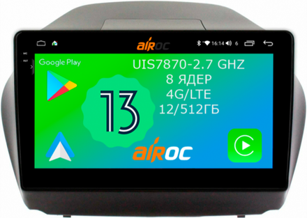 Магнитола для Hyundai iХ35, Tucson 2 2009-2015 - Airoc 2K AU-2002 на Android 13, TS20, 12/512Гб, SIM-слот