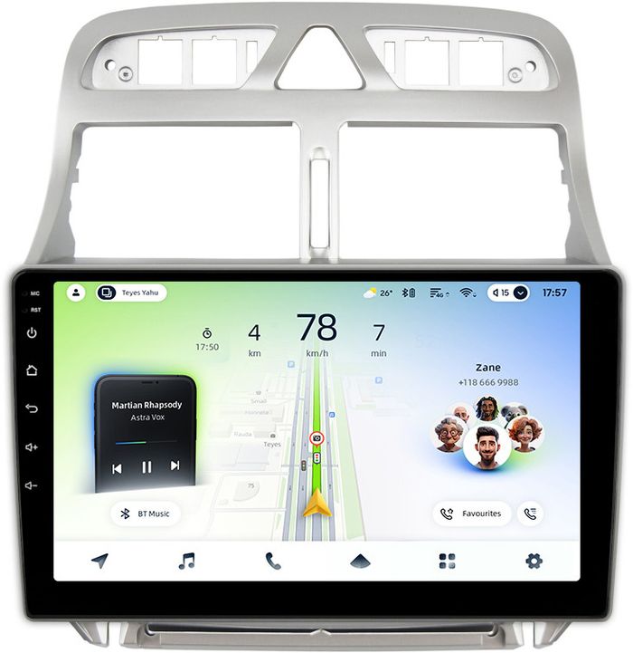 Магнитола для Peugeot 307 2001-2008 - Teyes CC4L-DTS монитор 9" IPS на Android 14, Быстрая, Snapdragon 662, CarPlay, 4G SIM-слот