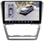 Магнитола для Skoda Octavia A5 2004-2013 (рамка серебро) - FarCar BX005M-360 монитор 10.36" 2K QLED на Android 13, Быстрая, CarPlay, 4G SIM-слот, 4 камеры в комплекте