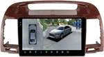 Магнитола для Toyota Camry 30 2001-2006 (рамка дерево 1) - FarCar BX3020M-360 монитор 9.5" 2K QLED на Android 13, 6Гб+128Гб, CarPlay, 4G SIM-слот, 4 камеры в комплекте